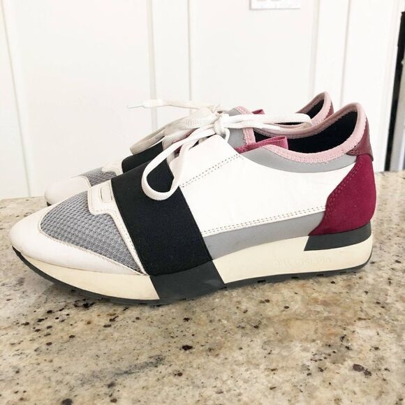 Balenciaga Multicolor Mesh And Leather Race Runner Low Top Sneakers - Picture 3 of 12